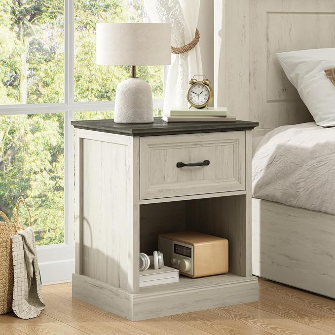 CARPETNAL Farmhouse Dresser and Nightstand Sets for Bedroom, 3 Pcs Bedroom Set, 6 Drawer Dresser & Nightstand Set of 2, Modern Wood Chest of Drawers for Bedroom, Living Room, Entryway, White