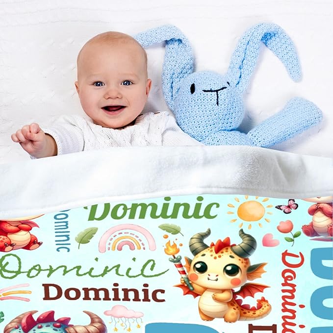 Personalized Custom Dragon Preschool Blanket Gifts for Baby Toddler Kids Boys Girls - Customized Dragon Super Soft Lightweight Flannel Sheets Decor for Crib Nap Couch - 30"x40" for Baby/Pets