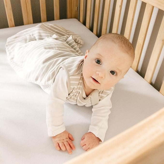 Woolino 4 Season Classic Baby Sleep Bag - Merino Wool and Organic Cotton - Two-Way Zipper Newborn Sleeping Sack - Infant Wearable Blanket - 0-6 Months - Birch Gray