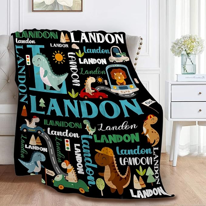 Custom Dinosaur Truck Blanket Gifts for Girls Boys Women - Super Soft Cozy Warm Throw Sheet for Couch Bed Sofa Office Decor All Season 60"x80" for Adult