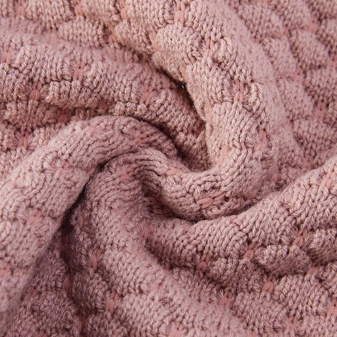 mimixiong Baby Blanket Knitted Soft Swaddling Receiving Baby Blankets for Crib Stroller Nude Pink 40x30 Inches…