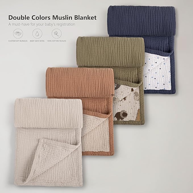 lulumoon Muslin Baby Blanket for Girls: Lightweight Cotton Swaddle for Receiving - Ideal Stroller Blanket for Travel & Baby Shower 36"x40"(Ivory)