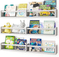 Fixwal Nursery Bookshelves, 32in Floating Bookshelves for Wall Set of 3, Wood Wall Mounted Floating Shelves for Baby Nursery Decor, Toys and Decor Storage (White)