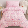Viviland Rainbow Heart Toddler Comforter Sets, Cute Girls Toddler Bedding Set, Soft Microfiber Pink Toddler Bed Set