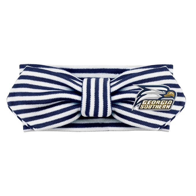 Creative Knitwear Georgia Southern Eagles Infant Girls Navy/White Striped Hair Knot Headband Embroidered Logo - Size Newborn - 4T