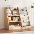 NACHES 4 Tier Kid Bookshelf Wooden 5 Sling Children Bookcase Toddler Montessori Bookcase Book Rack Display Toy Storage Organizer Adjustable Book Display Shelf Stand Classroom Bedroom Nursery Playroom