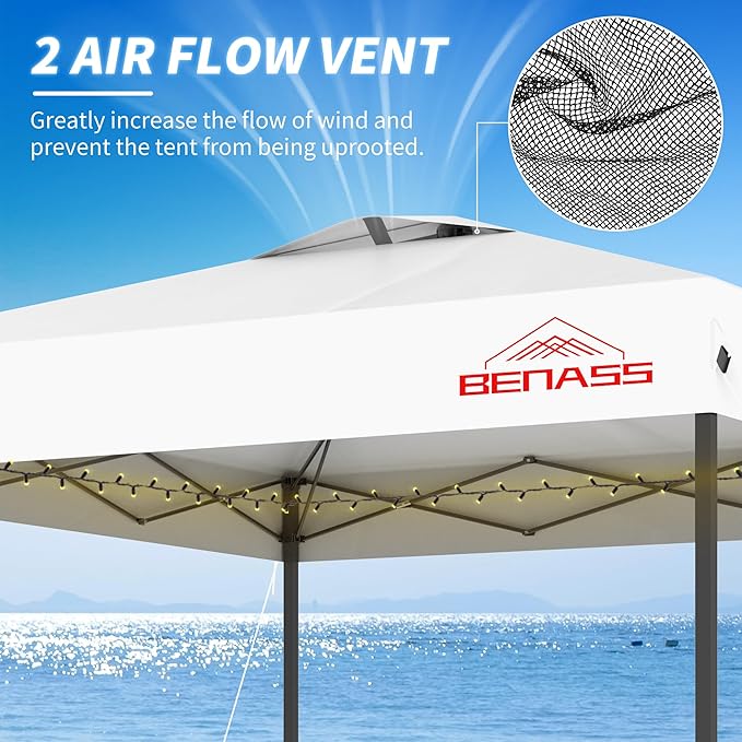 10x10 Pop Up Canopy with Sidewalls, Easy Up Canopy Tent, Heavy Duty Tents for Parties, One Person Set Up Event Tent, White