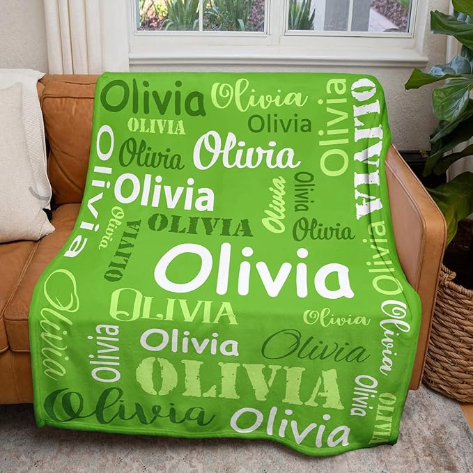 Gudina Personalized Name Blankets and Throws, Custom Blanket with Name, Personalized Christmas Blanket Gifts for Women Men