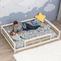Ocodile Full Size Montessori Floor Bed for Kids - Strong Slatted Bed Frame with Full Rails - Ideal for Little Girls and Boys - White