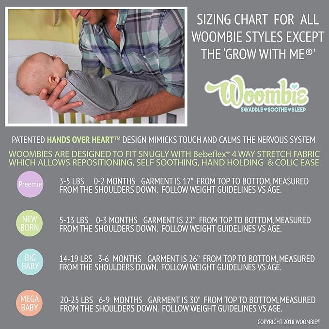 Woombie Original Baby Swaddling Blanket - Soothing, Cotton Baby Swaddle with Zipper - Wearable Newborn Blanket, Boys and Toys, 5-13 lbs