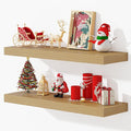 Dreamland 32 Inches Floating Shelves for Wall, 9.3" Deep Long Floating Shelves Set of 2, Large Display & Storage Shelf, Wall Shelf for Bathroom Bedroom Living Room Kitchen Office, Oak