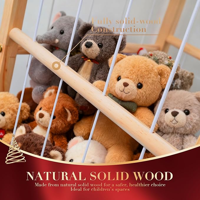 Stuffed Animal Storage,Christmas Reindeer Stuffed Animal Organizer, Movable Stuffed Animal Holder with Elastic Cords for Nursery Playroom Kidroom Bedroom