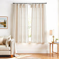 jinchan Beige Linen Blend Curtains 72 Inches Length 2 Panels for Bedroom Living Room, Light Filtering 50 Inches Wide Natural Farmhouse Drapes with Rod Pocket Back Tab (50W x 72L, Ecru)