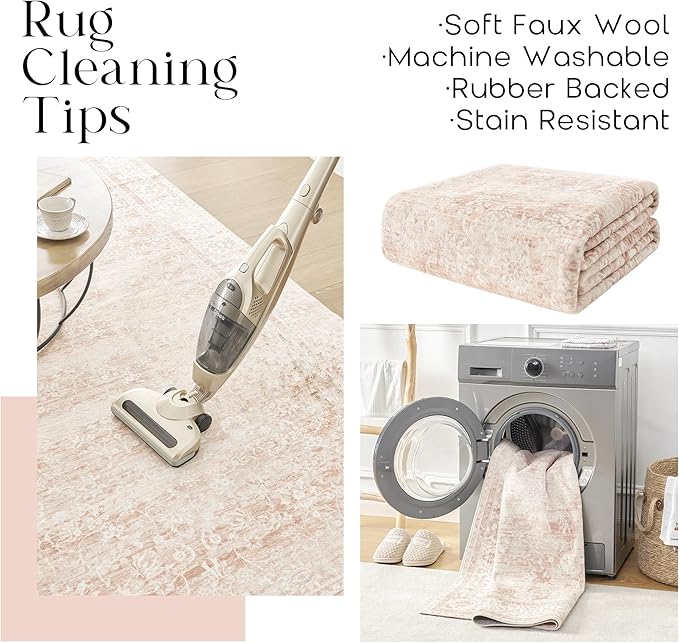 Pink Boho Runner Rugs for Hallway Kitchen Bathroom Washbale Non Slip Cute Bed Side Bedroom Floor Laundry Room Rug Runners,2x6,24 x 72 Inch