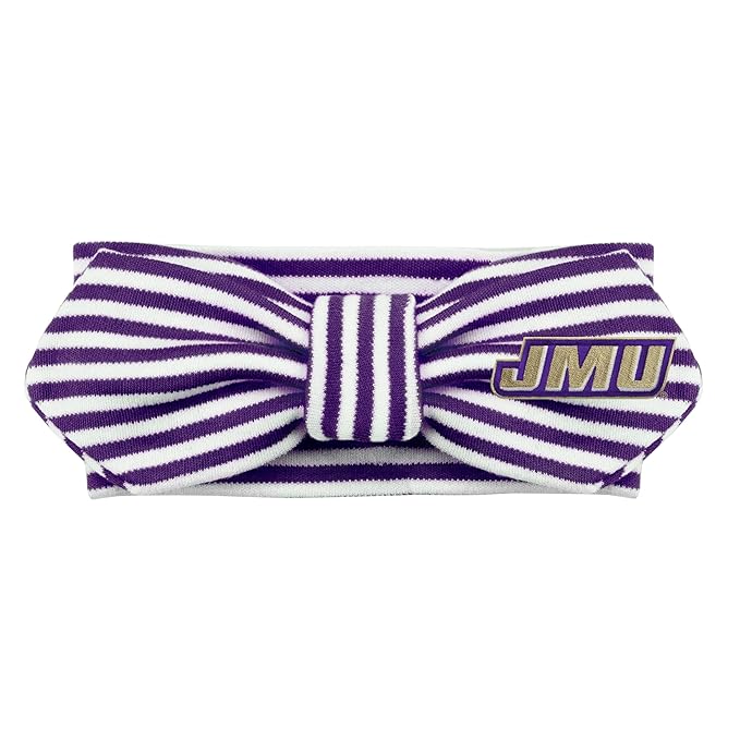 Creative Knitwear James Madison Dukes Infant Girls Purple/White Striped Hair Knot Headband Embroidered Logo - Size Newborn - 4T