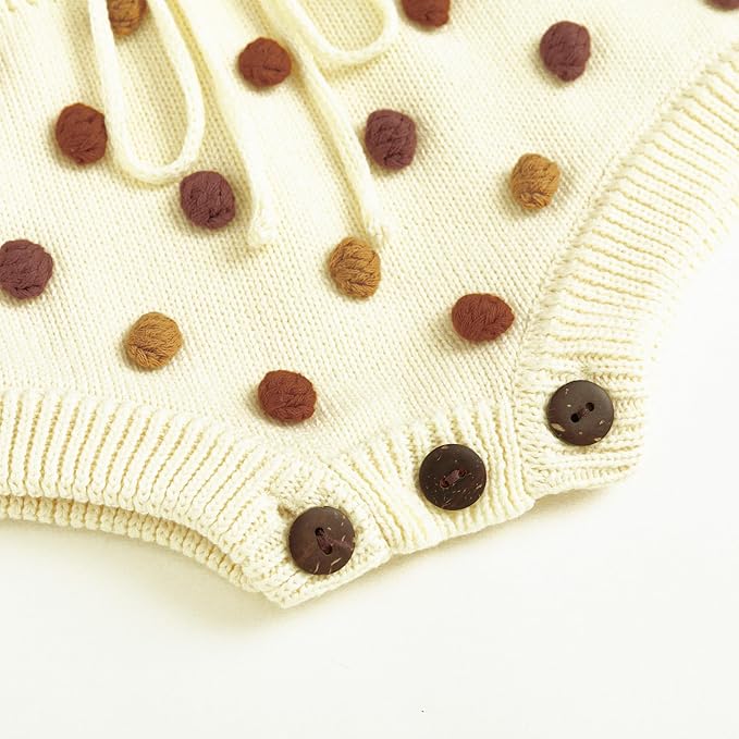 Simplee kids Baby Girl Knit Romper Fall Sleeveless Pompoms Rompers Newborn Little Girl Overall Jumpsuit Outfits