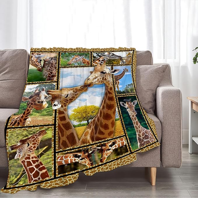 jerkboo Giraffe Blanket Throws Giraffe Gifts Giraffe Lovers Throw Blanket for Girls Boys Kids Adults Soft Warm Cozy Fleece Blanket for Couch Sofa Bed 80""x60""
