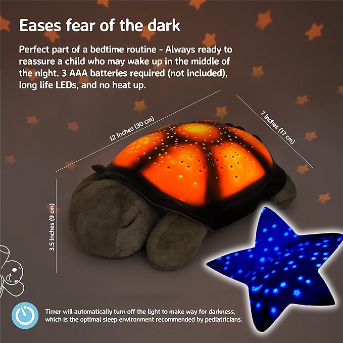 Cloud b Calming Nightlight Star Projector | Gentle Brightness | 3 Colors | 8 Constellations | Auto-Shutoff | Twilight Turtle Green