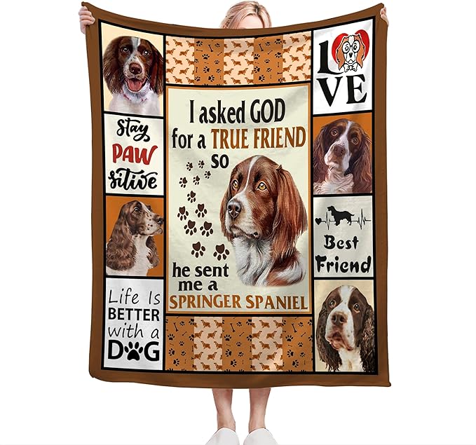Springer Spaniel Dog Blanket Springer Spaniel Gifts and Decor Cute Dog Throw Blanket Dog Blanket for Girls Women Kids Adults Soft Warm Cozy Fleece Blanket for Couch Sofa Bed 50"x40"