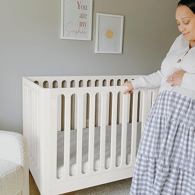 Newton Baby Galileo Standard Crib, Solid Beech Wood in Warm White Color, 3-in-1 Convertible Crib with Toddler Bed Conversion Kit, Ultra-Safe Non-Toxic Finish