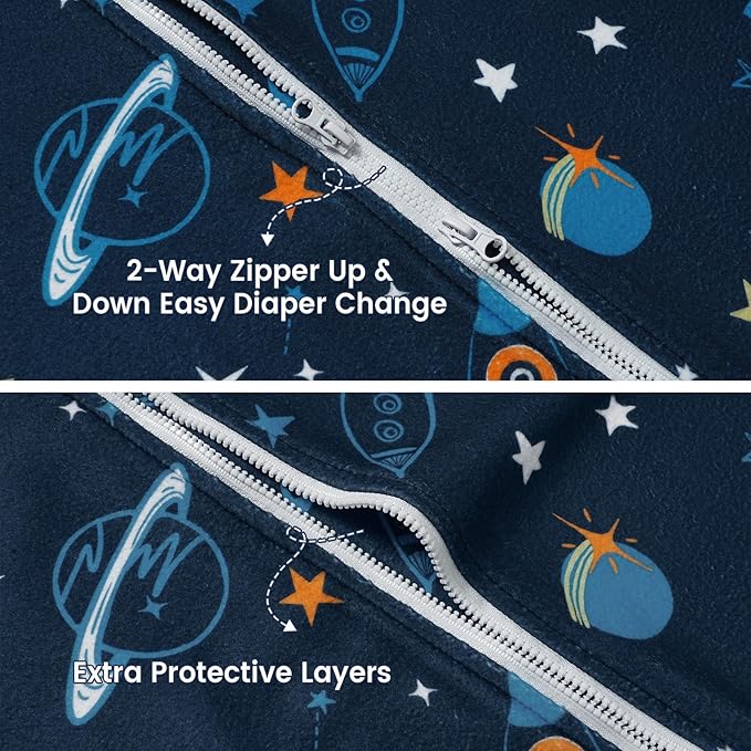 david's kids 3 Pack Warm Micro Fleece Baby Sleep Sack 6-12 Months, Soft Baby Wearable Blankets with 2-Way Zipper, Comfy Winter Sleeping Bags for Infant Newborn Boys Girls Neutral, Medium Size, Space