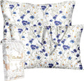 Silk Pillowcase 2 Pack - Cute Pillow Cases 20" x 26" Standard Size Set of 2 for Hair and Skin Smooth Soft Breathable with Hidden Zipper Cooling Pillow Covers for Sleeping, Blue Daisy