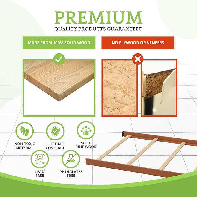 Full-Size Conversion Kit Bed Rails for Baby Cache Convertible Cribs - Solid Wood Rail - Toddler and Adult Bed Rail for Full-Size Beds - Essential Nursery & Baby Furniture (Chestnut/Classic Chestnut)
