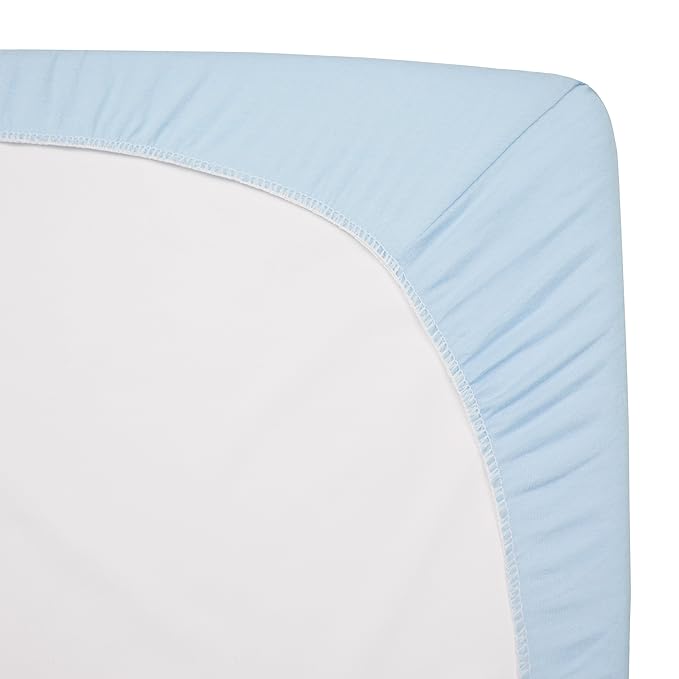American Baby Company 2 Pack 100% Natural Cotton Fitted Mini Crib Sheets 38" x 24" - Soft & Breathable Small Nesting Portable Sheets, Fits Pack N Play Mattresses, Blue, for Boys & Girls