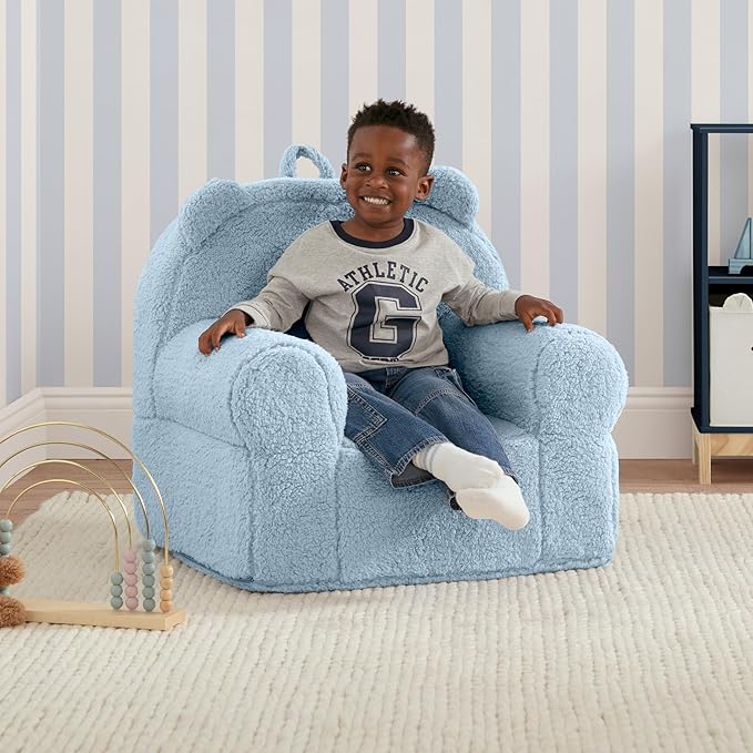 babyGap by Delta Children Sherpa Bear Chair - Greenguard Gold Certified, Powder Blue