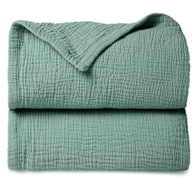 Lulu moon Muslin Quilt Blanket, Crib Blanket for Baby and Toddler,47x47 Inches(Lotus Leaf)