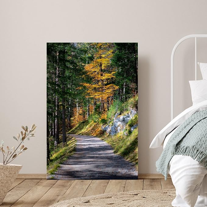 SIGNWIN Canvas Wall Art Green Forest Path Nature Forest Photography Realism Rustic Scenic Dramatic Multicolor Cool for Living Room - 12"x18" inches