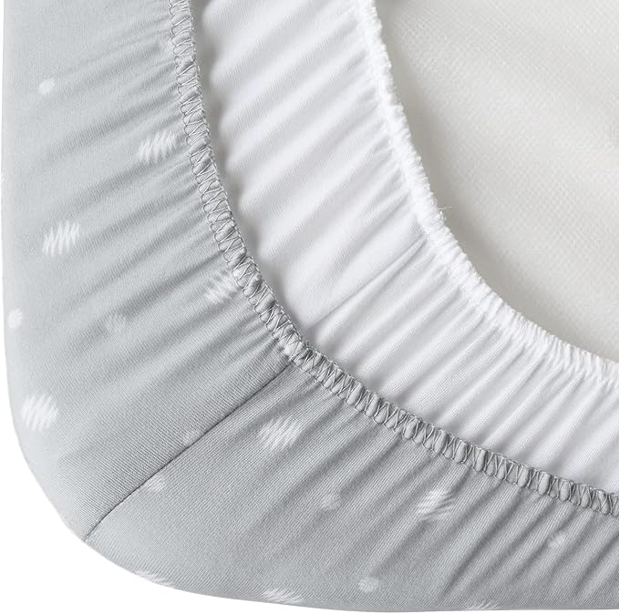 Bassinet Sheets 2 Pack (16 x 32) - Fit for Delta Children Deluxe Sweet, Dream On Me Karley (Plus) /Willow/Poppy, Baby Delight Beside Me Doze, Simmons Kids City Bassinet, Ultra Soft, White & Grey Ball