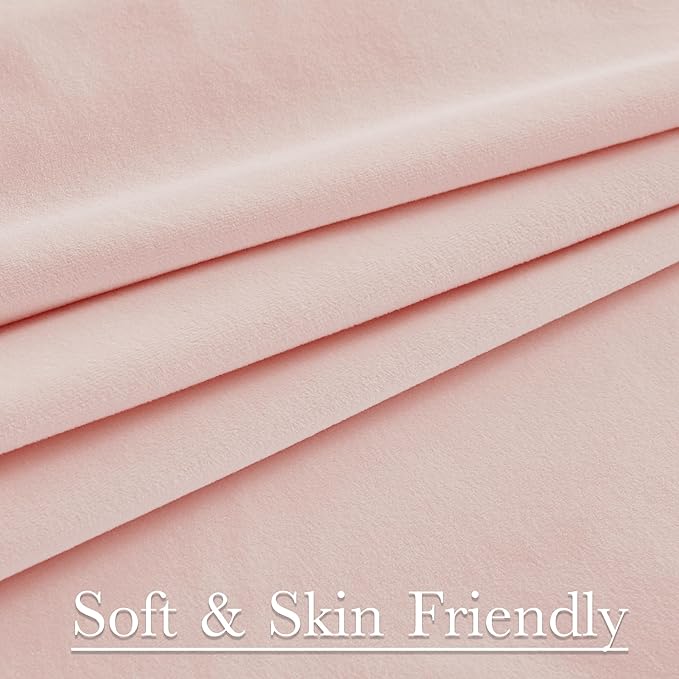 StangH Baby Pink Velvet Curtains Room Darkening Thermal Insulated Drapes for Bedroom Living Room Girls' Room, Super Soft Window Treatment with Rod Pocket Back Tab, 52x108, 2 Panels