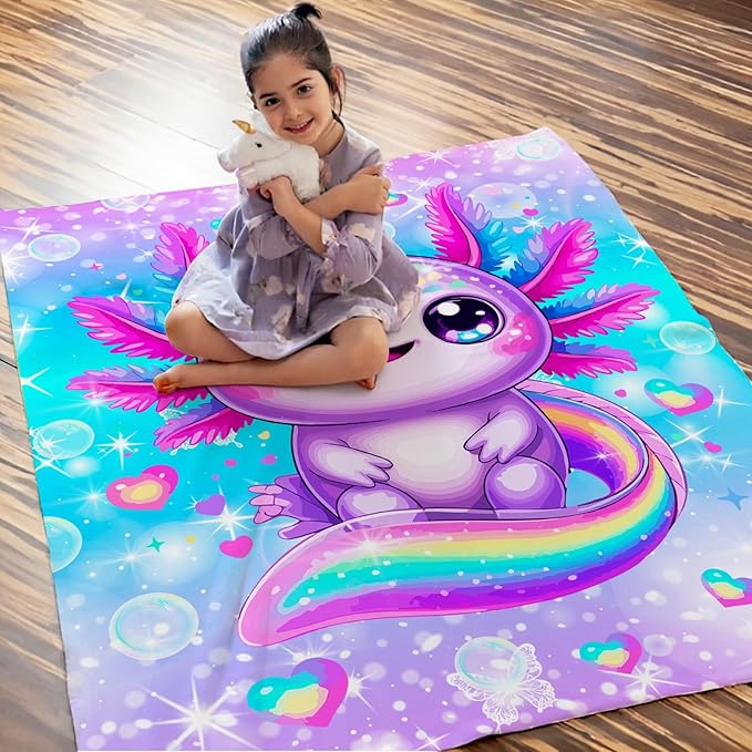 Blanket for Girls 4-6, Throw Gift for Toddler Kids Teens 40x50 Inches Soft Cozy Rainbow Animal Throw Blankets for Sofa Couch Bed Travel