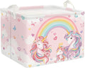 Clastyle 36L Pink Unicorn Rainbow Girls Storage Basket Collapsible Rectangle Clothes ToyBook Shelf Basket for Kid Room Nursery