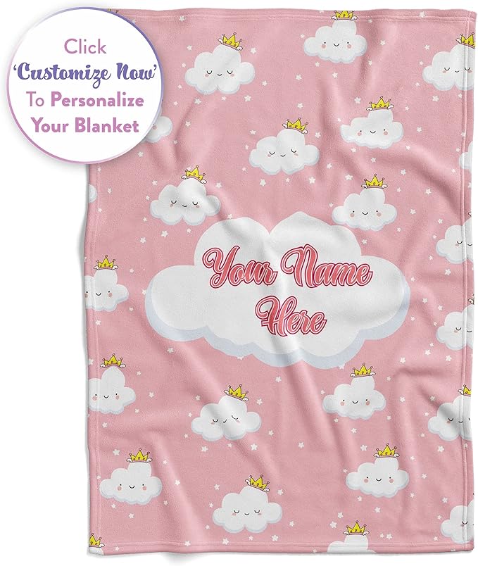 Personalized Cloud Blanket for Girls | Kids Cloud Unicorn | Custom Plush Fuzzy Rainbow for Toddler | Customized Little Girl Throw Blankets | Girl Sofa Bed Birthday| Fleece 50x60