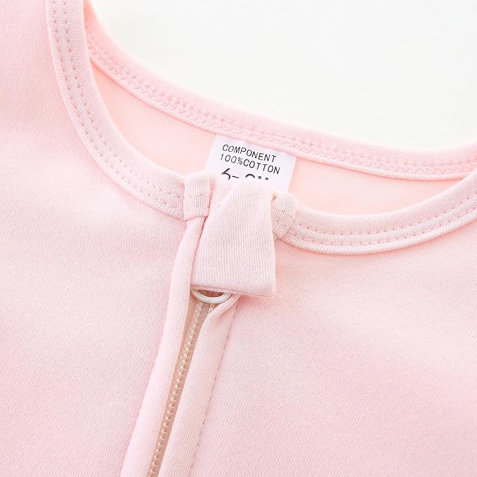 Baby Romper 100% Organic Cotton Pajamas One Piece Long Sleeve Zipper Footie Onesie for 0~12M Baby