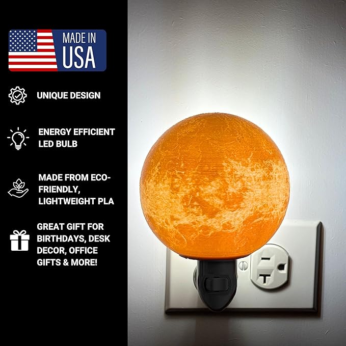 Moon Night Lights | Night Lamp LED Light | 3D Solar System NightLight, Planet Home Décor, Space Nursery, Kids Room, Space Gift, Birthday Gifts, Bedroom Decorations (Venus, 6 Inch)
