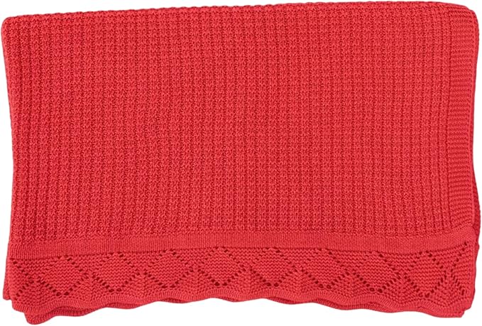 Baby Knit Blanket, 100% Cotton Waffle Patterns, Soft, Cozy, Lightweight Swaddle for Newborn & Infant Swaddling Beige Neutral, Perfect Baby Shower Ideas Red 28x36