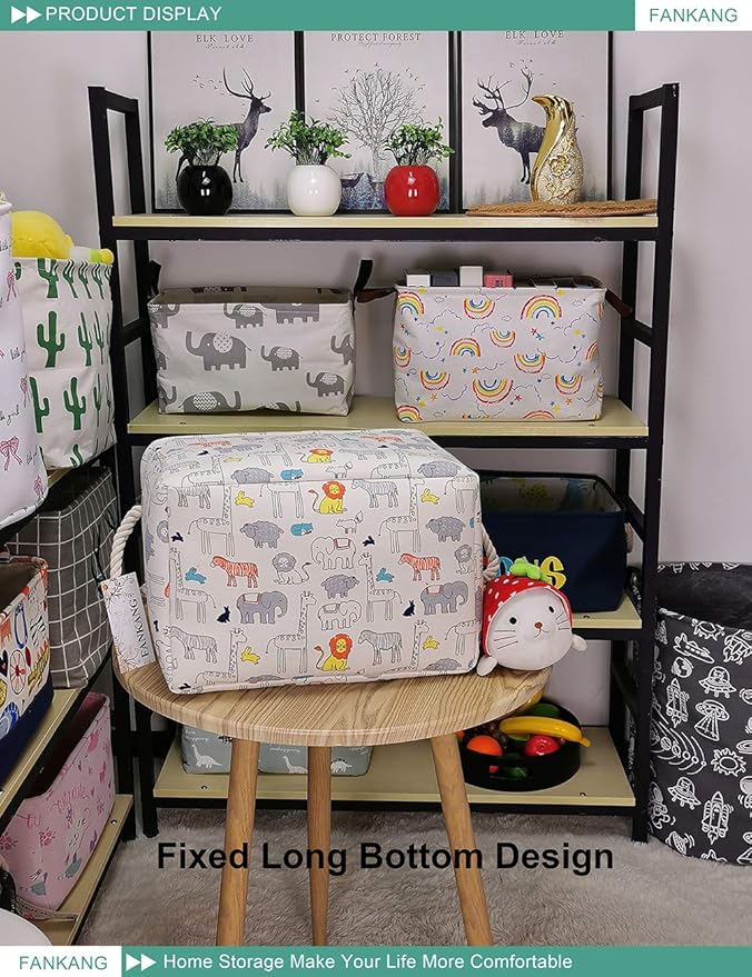 FANKANG Rectangular Fabric Storage Bin Box Laundry Basket, Nursery Storage, Storage Hamper, Gift Baskets(Rec-Zoo)