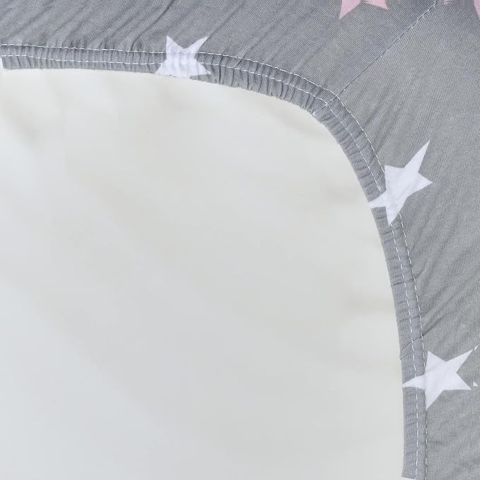 2 Pack Fitted Crib Sheets for Girls in 100% Jersey Knit Cotton – Girl’s Crib Mattress Sheets with a Nature Theme of Owls with Purple and Pink Hearts and a Gray Sheet with Pink Hearts by Everyday Kids