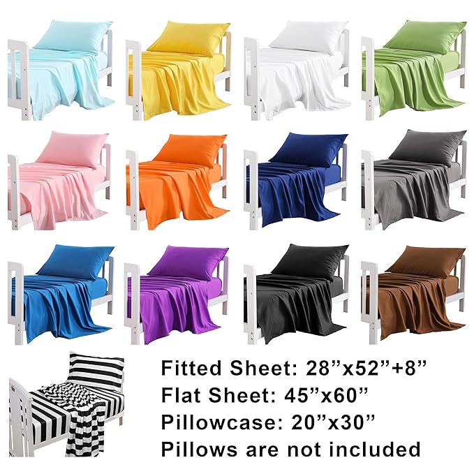 NTBAY Toddler Sheet Set - 3-Piece Microfiber Crib Sheet Set - Flat Sheet, Fitted Sheet, Pillowcase - Solid Toddler Bedding, Yellow