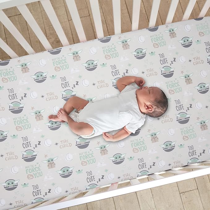 Lambs & Ivy Star Wars Cozy Friends Baby Yoda/Grogu Fitted Crib Sheet