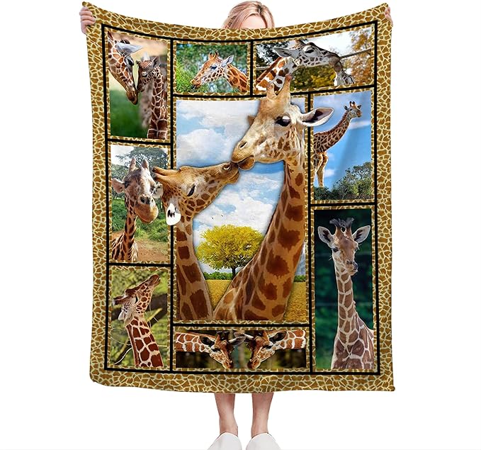 jerkboo Giraffe Blanket Throws Giraffe Gifts Giraffe Lovers Throw Blanket for Girls Boys Kids Adults Soft Warm Cozy Fleece Blanket for Couch Sofa Bed 50""x40""
