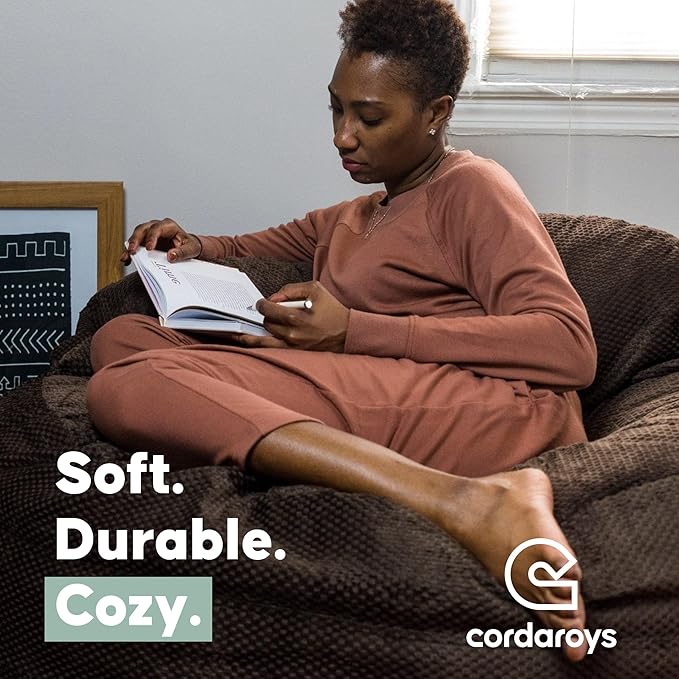 CordaRoy's NEST Gaming Bean Bag Chair-Convertible Bean Bag Chair -Washable Chenille Cover with Pockets for Remote, Controllers-for Living Room,Basement-Queen Size-Charcoal|Made in The USA