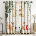 Renaiss 52 x 96 Inch African Safari Baby Curtains Grommet Blackout Window Curtain Planks Animals Tropical Tree Stump Fox Squirrel Mushrooms Print Window Treatment for Kids Boys Bedroom Decor 2 Panels
