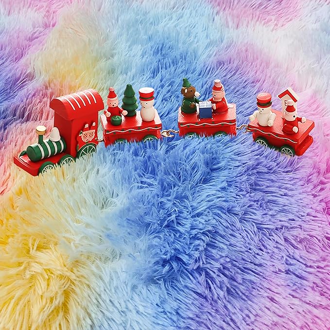 Fluffy 6 ft Large Round Rug for Girls Bedroom,Soft Shaggy Pink Rainbow Rugs Plush Fuzzy Circle Area Rug for Living Room Kids Playroom Room Baby Toddler Nursery Colorful Home Decor Aesthetic