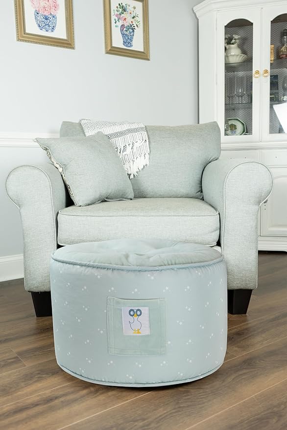 GooseWaddle Soft and Comfortable Kids Ottoman Toddler Pouf Seating for Your Little One's Playroom or Nursery (Star Light Blue)