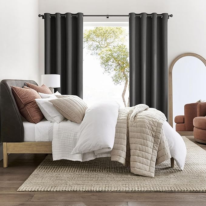 NICETOWN Grey Light Blocking Curtains 72 Inches Long 2 Panels for Living Room, Bedroom, Office Thermal Insulated Blackout Drapes Solid Grommet Noise Reducing Window Curtains, W40