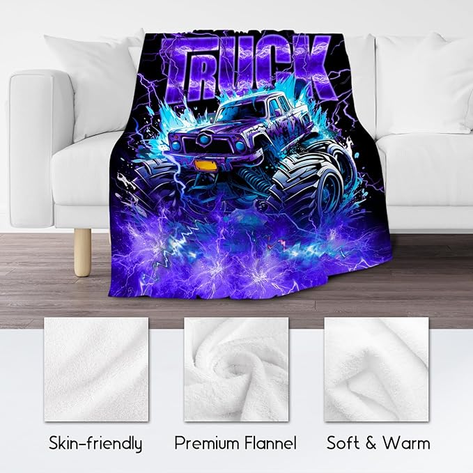 Boys Blanket Truck Blankets Gifts for Kids Toddlers, 30"x40" Lightweight Fluffy Cozy Throw for Couch Sofa